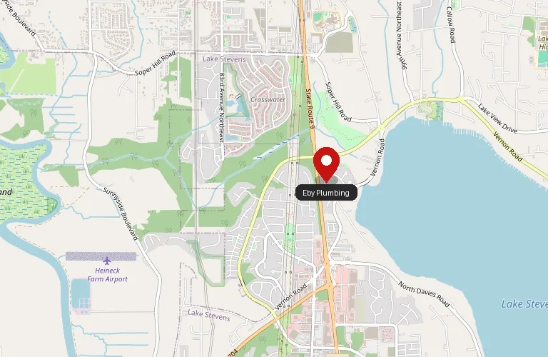 Map showing the Eby Plumbing business location at 9419 17th Pl NE, Lake Stevens, Washington